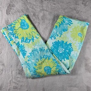 Lilly Pulitzer Resort Fit Pants Women 12 Turquoise Lime Green Floral Barbiecore